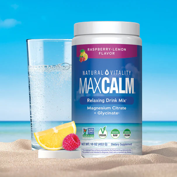 Natural Vitality MAXCALM Suplemento de magnesio en polvo para combatir el estrés.