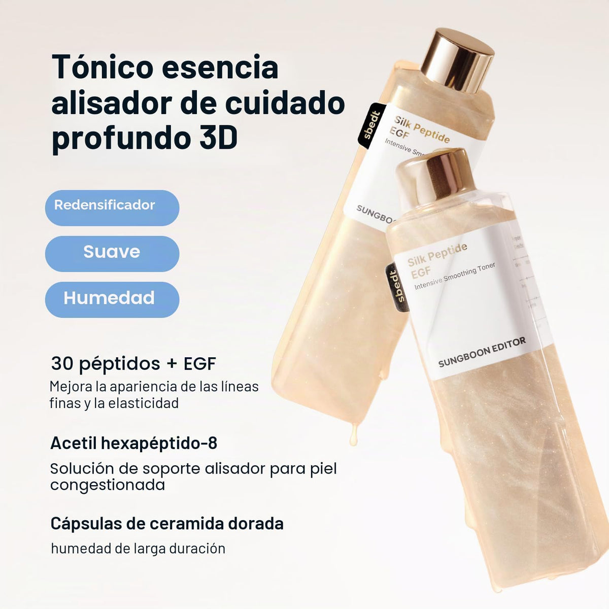 SUNGBOON EDITOR - Tóner EGF de péptido de seda, brillo de aspecto firme